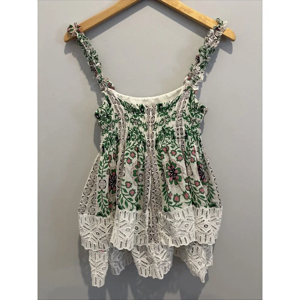 Tory Burch Garden Party Georgette Top Silk Tiered Size 6 Floral Print NWOT